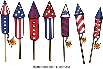 This set features a variety of firecrackers great for any independence day project. 