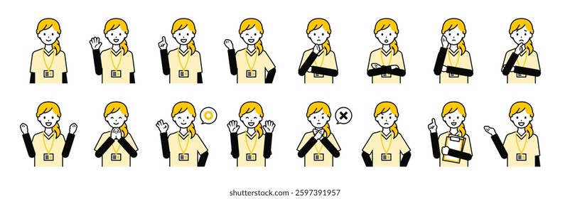 This is a set of female upper body poses with a simple nurse.