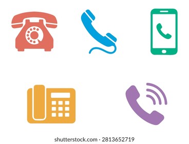 This set of five colorful communication icons features a variety of devices and symbols representing connectivity, including vintage telephones, modern mobile phones, and call alert graphics. With a clean, flat-design style and a vibrant color palette, these vector icons are perfect for contact pages, customer support interfaces, business websites, mobile applications, and digital communication materials that require a modern, user-friendly touch.

#CommunicationIcons #TechDesign #VectorGraphics #DigitalConnectivity #MobilePhone #ContactUs #BusinessCommunication #MinimalistIcons #TechIllustration #UserInterface