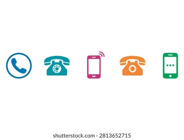 This set of five communication icons features a variety of devices and symbols representing connectivity, including vintage telephones, modern mobile phones, and call alert graphics. With a clean, flat-design style and a vibrant color palette, these vector icons are perfect for contact pages, customer support interfaces, business websites, mobile applications, and digital communication materials that require a modern, user-friendly touch.

#CommunicationIcons #TechDesign #VectorGraphics #DigitalConnectivity #MobilePhone #ContactUs #BusinessCommunication #MinimalistIcons #TechIllustration #UserInterface