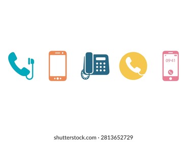 This set of five communication icons features a variety of devices and symbols representing connectivity, including landline telephones, modern mobile phones, and call alert graphics. With a clean, flat-design style and a vibrant color palette, these vector icons are perfect for contact pages, customer support interfaces, business websites, mobile applications, and digital communication materials that require a modern, user-friendly touch.

#CommunicationIcons #TechDesign #VectorGraphics #DigitalConnectivity #MobilePhone #ContactUs #BusinessCommunication #MinimalistIcons #TechIllustration #UserInterface