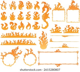 This is a set of flame and fire illustrations.