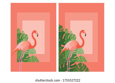 Este es un conjunto de flamingo con monstera.
