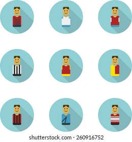 This is set of flat icon football player topic. There are 9 football player. You can use it for football info-graphics or for website of sport theme