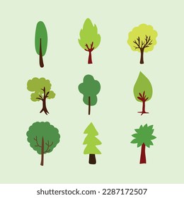 This is a set of forest trees in vector.