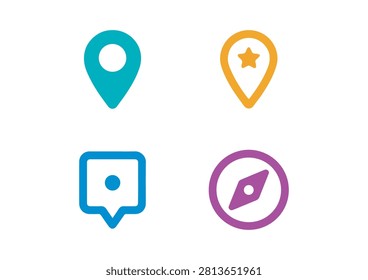 This set of four colorful icons features a versatile mix of location markers, navigation symbols, and a compass, all rendered in a clean, minimalist, and flat-design style. Perfect for travel applications, map interface design, local business websites, delivery services, and digital marketing materials, these vector icons offer a modern and visually appealing way to represent geographic points, navigation, and direction in any creative project.

#LocationIcons #MapMarkers #NavigationDesign #TravelIcon #GPS #VectorGraphic #MinimalistIcons #DigitalMapping #CompassIcon #DirectionSymbol