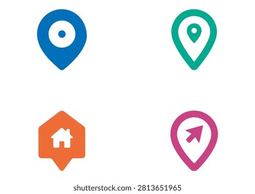 This set of four colorful icons features a versatile mix of location markers and navigation symbols, including icons for general wayfinding, home, and navigational direction, all rendered in a clean, minimalist, and flat-design style. Perfect for travel applications, map interface design, local business websites, and digital marketing materials, these vector icons offer a modern and visually appealing way to represent geographic points, points of interest, and navigational guidance in any creative project.

#LocationIcons #MapMarkers #NavigationDesign #TravelIcon #GPS #VectorGraphic #MinimalistIcons #DigitalMapping #HomeIcon #NavigationSymbols