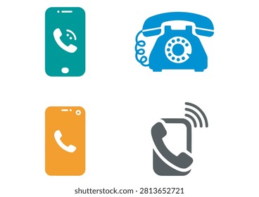 This set of four communication icons features a variety of devices and symbols representing connectivity, including vintage telephones, modern mobile phones, and call alert graphics. With a clean, flat-design style and a vibrant color palette, these vector icons are perfect for contact pages, customer support interfaces, business websites, mobile applications, and digital communication materials that require a modern, user-friendly touch.

#CommunicationIcons #TechDesign #VectorGraphics #DigitalConnectivity #MobilePhone #ContactUs #BusinessCommunication #MinimalistIcons #TechIllustration #UserInterface