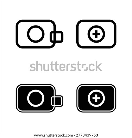 This set of four minimalist icons focuses on medical and storage creation actions.