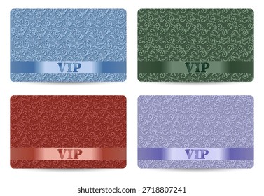 Este conjunto de cuatro tarjetas VIP multicolores presenta un diseño exquisito con un patrón vintage, que enfatiza el Estado premium y la estética del lujo clásico. Estas tarjetas se utilizan para membresías de clubes de élite, programas de lealtad, Servicio al cliente personalizado, privilegios exclusivos y acceso a servicios privados. También son ideales como regalo de Estado o herramienta de Imagen para las marcas que buscan resaltar un alto nivel de servicio y atención al detalle.