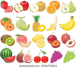 This is a set of fruit illustrations