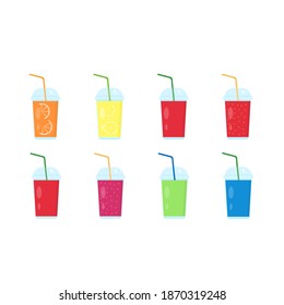 This is a set of a fruit juice isolated on a white background.