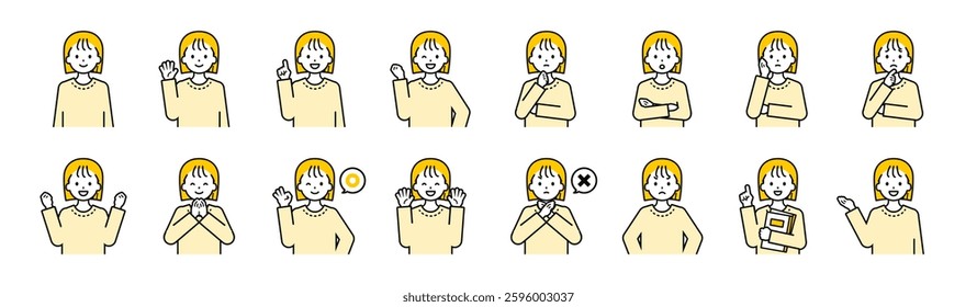 This is a set of girl upper body poses with a simple private clothes.
