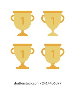 This is a set of golden trophy illustration icons given to champions when they win competitions such as sports, business, and school.