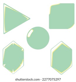 Dies ist ein Satz grüner, markierter Kreise, Quadrate, Dreiecke und Sechsecken. Sie können als Rahmen für kleine Dekorationen oder zum Einfügen von Text usw. verwendet werden.