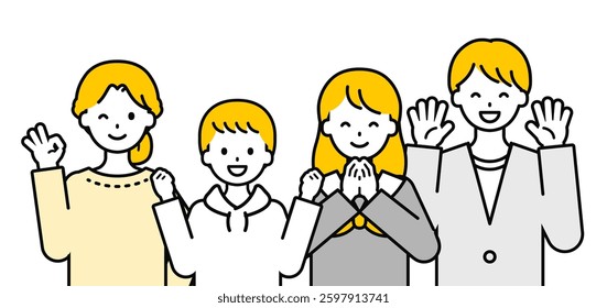 This is a set of happy “family” upper body poses.