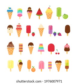 This is a set of Ice cream isolated on a white background.
