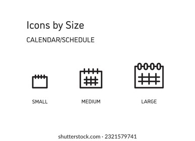 This set of icons is available in three sizes, large, medium, and small.