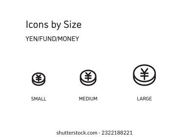 This set of icons is available in three sizes, large, medium, and small.