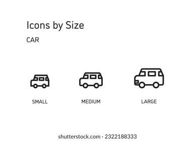 This set of icons is available in three sizes, large, medium, and small.