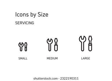 This set of icons is available in three sizes, large, medium, and small.