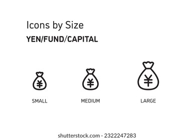 This set of icons is available in three sizes, large, medium, and small.