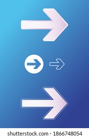 This is a set of icons with different arrow styles. Outline, round, volumetric and flat arrow symbols. Quality and stylish solution for website and label.