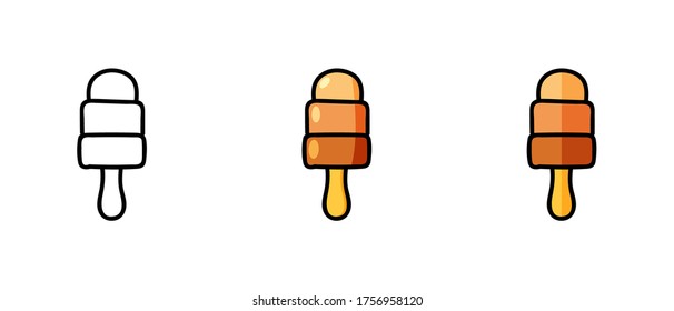 Dies ist eine Reihe von Symbolen mit unterschiedlichen Popularstilen. Kontur- und Farbpopsikelsymbole. Freehand Zeichnung. Stylische Website-Lösung.