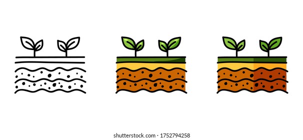  This is a set of icons with different sprout style. Contour and color sprout symbols. Freehand drawing. Stylish web site solution.