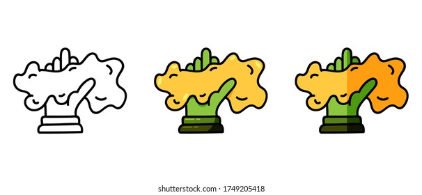 This is a set of icons with a different style of glove with a rag. Contour and green glove symbols with a rag. Stylish web site solution.