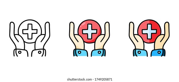  This is a set of icons with different style of hands with a red cross. Contour and green hand symbols with a red cross. Stylish web site solution.