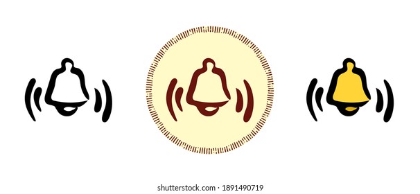 This is a set of icons with different style of notification bells. Outline, colors and retro notification bell symbols. Freehand drawing, doodles. Stylish solution for website and label.