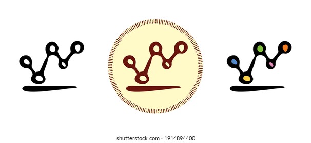 This is a set of icons with different style of the growth graph curve. Growth curve outline, colors and retro symbols. Freehand drawing, doodles. Stylish solution for website and label.