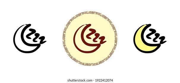 Este es un conjunto de iconos con un estilo diferente de la media luna dormida. Colores del contorno de la luna que duermen y símbolos retro. Dibujo a mano libre, garabatos. Solución elegante para el sitio web y la etiqueta.