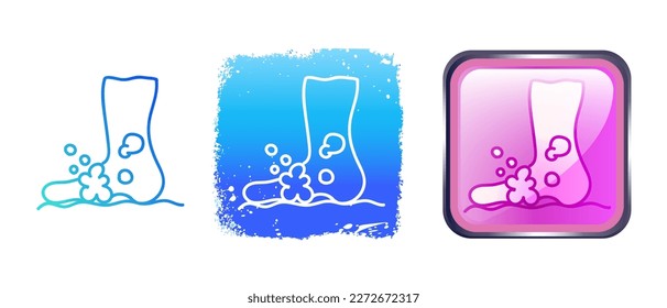  This is a set of icons with different style of the foot in the foam. Contour, gradient and volumetric foot symbols in foam. Freehand drawing. Stylish web site solution.