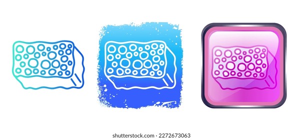 This is a set of icons with different style of washing sponge. Contour, gradient and volumetric wash sponge symbols. Freehand drawing. Stylish web site solution. 