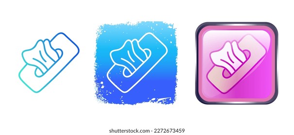  This is a set of icons with different style of wet wipes. Contour, gradient and volumetric wet wipe symbols. Freehand drawing. Stylish web site solution.
