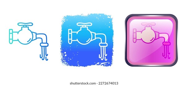 This is a set of icons with different style of ball valve. Contour, gradient and volumetric ball valve symbols. Freehand drawing. Stylish web site solution.