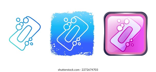  This is a set of icons with different style of soap. Contour, gradient and volumetric soap symbols. Freehand drawing. Stylish web site solution.