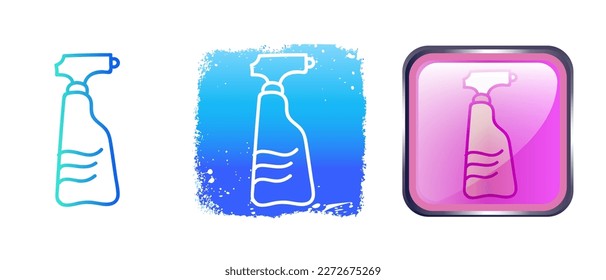  Este es un conjunto de iconos con un sprayer de estilo diferente. Símbolos de contorno, gradiente y pulverizador volumétrico. Dibujo a mano libre. Solución elegante de sitios web.