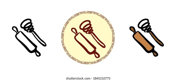 Este es un conjunto de íconos con diferentes estilos de clavija rodante y whisky. Contorno, color y símbolos retro de clavija rodante y bigote. Dibujo a mano libre, garabatos. Solución elegante para el sitio web y la etiqueta.