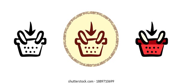 This is a set of icons with different styles of loading to the cart. Outline, colors and retro symbols of loading the cart. Freehand drawing, doodles. Stylish solution for website and label.