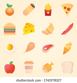 This is a set of icons with an food theme, this icon can be used for restaurant, for your applications, websites, brochures, and posters.