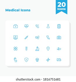 This is a set of icons with a medical theme, this icon can be used for companies, hospitals, for applications, websites, brochures, and posters.