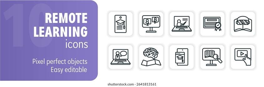 This set of icons is perfect for projects related to online education, e-learning, and distance learning