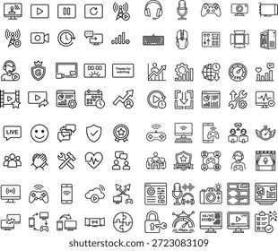 This set of icons is perfect for use in any project related to streaming or video games. They are simple and easy to use, with technology and entertainment elements.