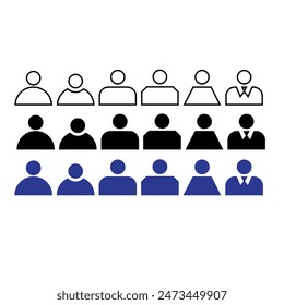 This is a set of icons of person, user (colored and outline)