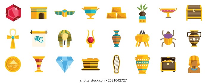 Este conjunto de iconos representa el antiguo Egipto con sus símbolos más reconocibles