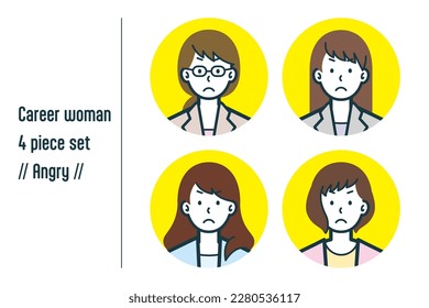 Este es un conjunto de ilustraciones de una mujer de carrera enfadada.