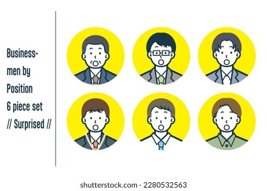 Este es un conjunto de ilustraciones de hombres de negocios por posición sorprendida.